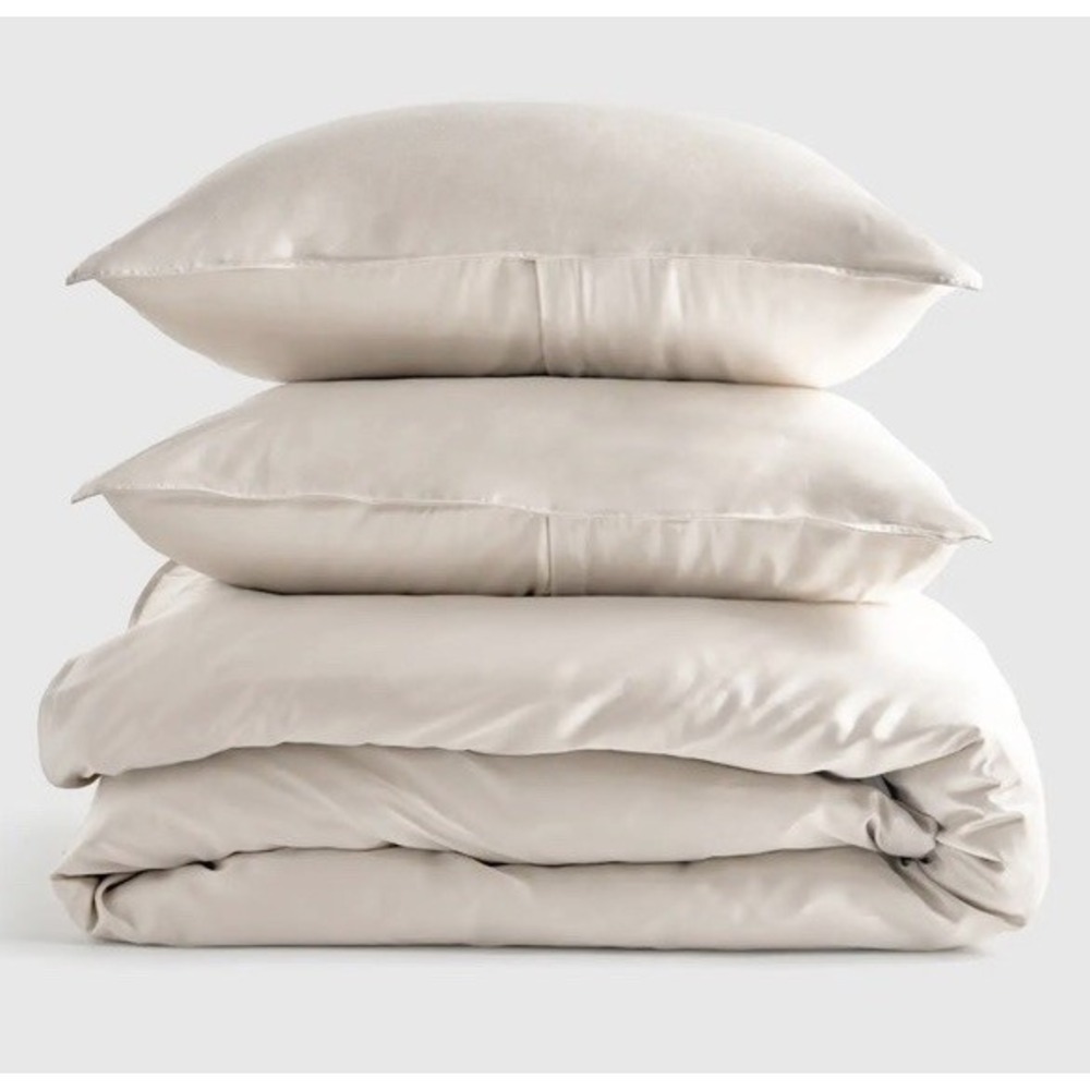 NWOT Quince Full Queen Duvet Cover Set 2 Shams Organic Bamboo Sand